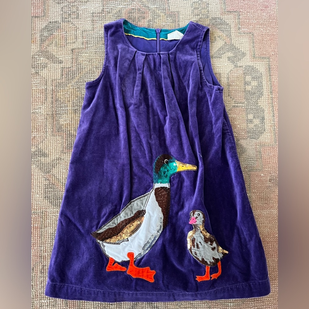 Mini Boden purple jumper with a duck- size 5